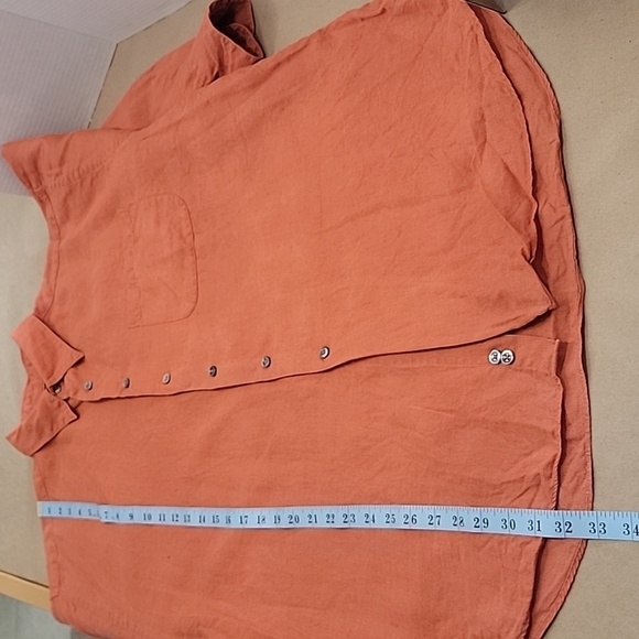 Joseph & Lyman, Size L, Burnt Orange Italian Linen Button Down Shirt Long Sleeve - Picture 8 of 11